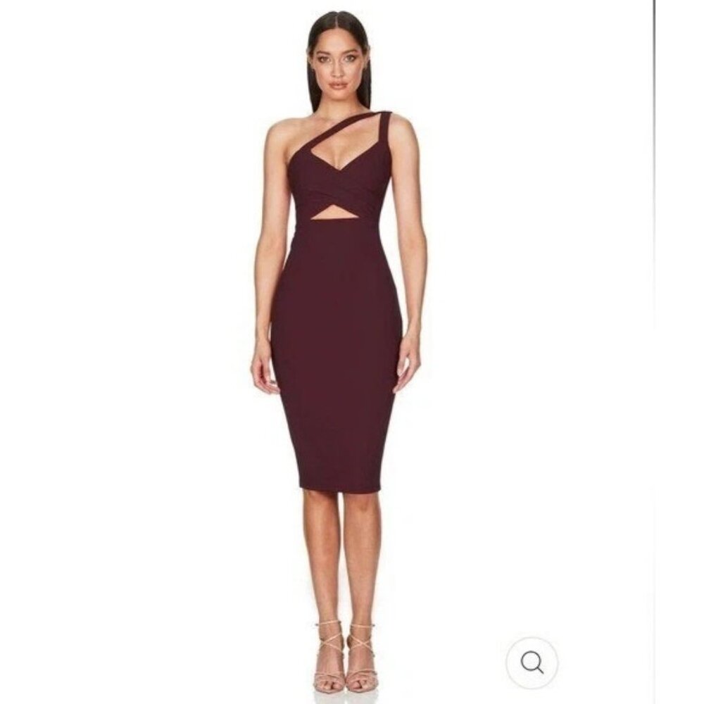 Nookie Coco Midi XXL 12 Muscat Burgundy Strappy Dress NEW